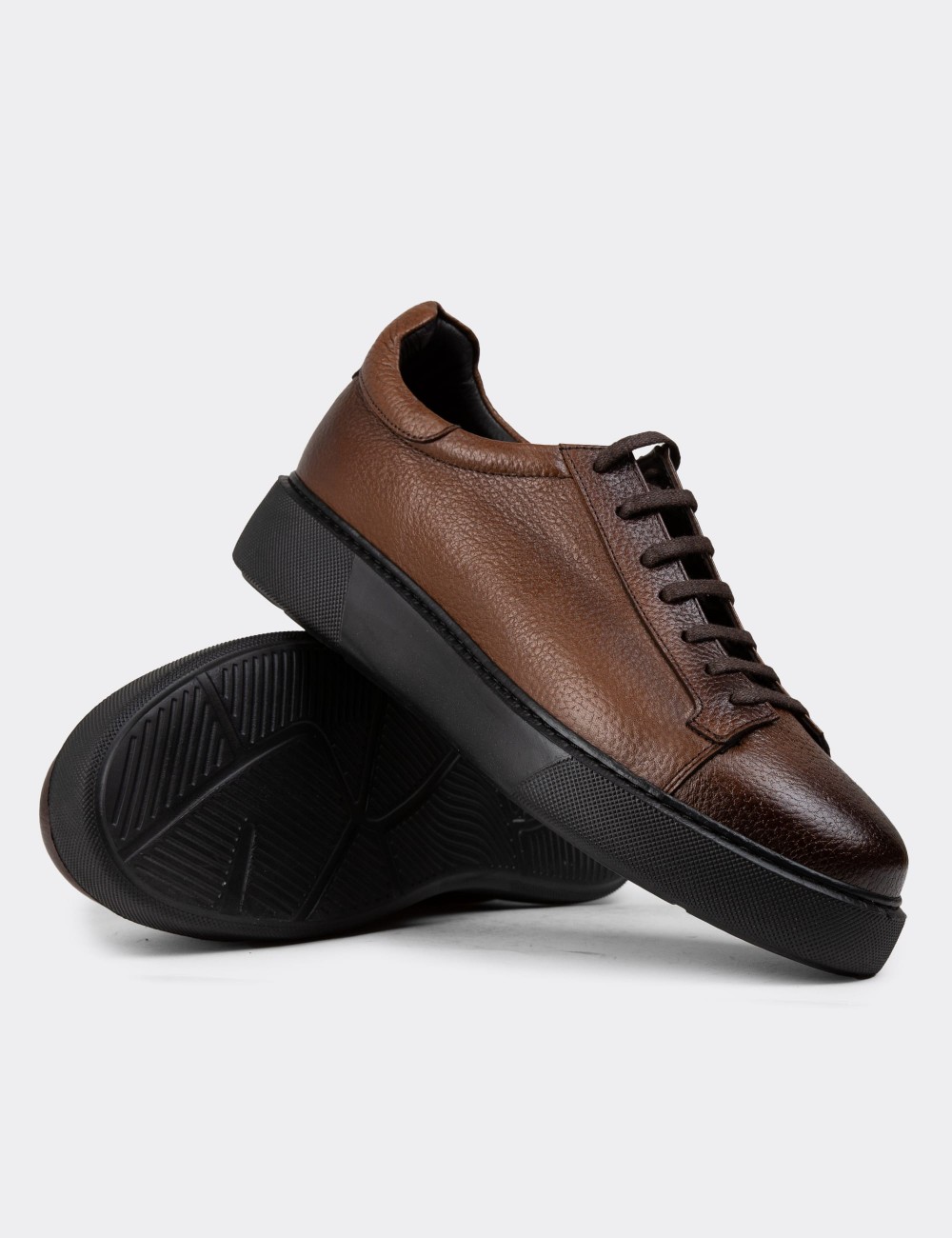 Tan Leather Sneakers - 01954MTBAE02