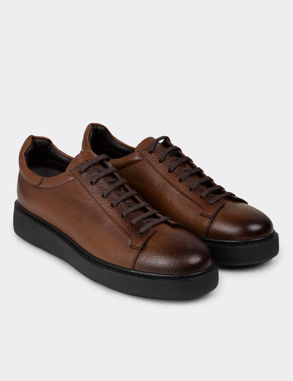 Tan Leather Sneakers - 01954MTBAE02