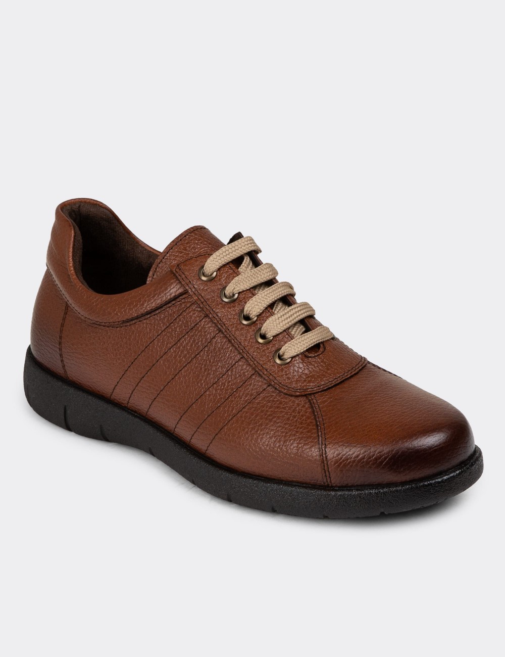 Tan Leather Lace-up Shoes - 01951MTBAC02