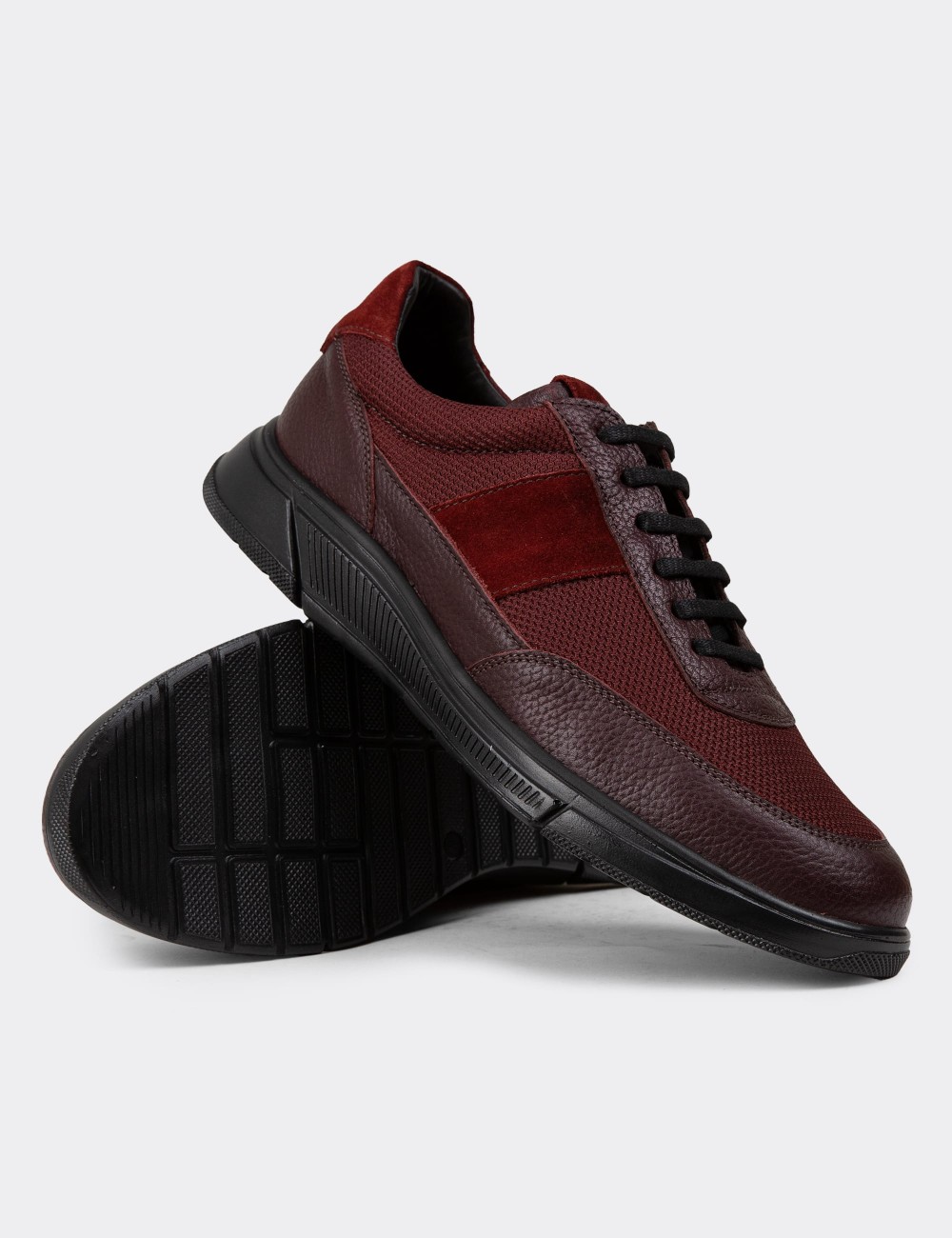 Burgundy Leather Sneakers - 01963MBRDC01