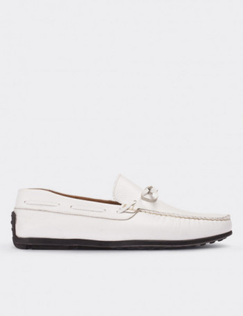 White Leather Loafers - Deery