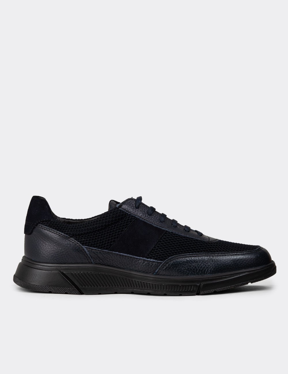 Navy Leather Sneakers - 01963MLCVE05