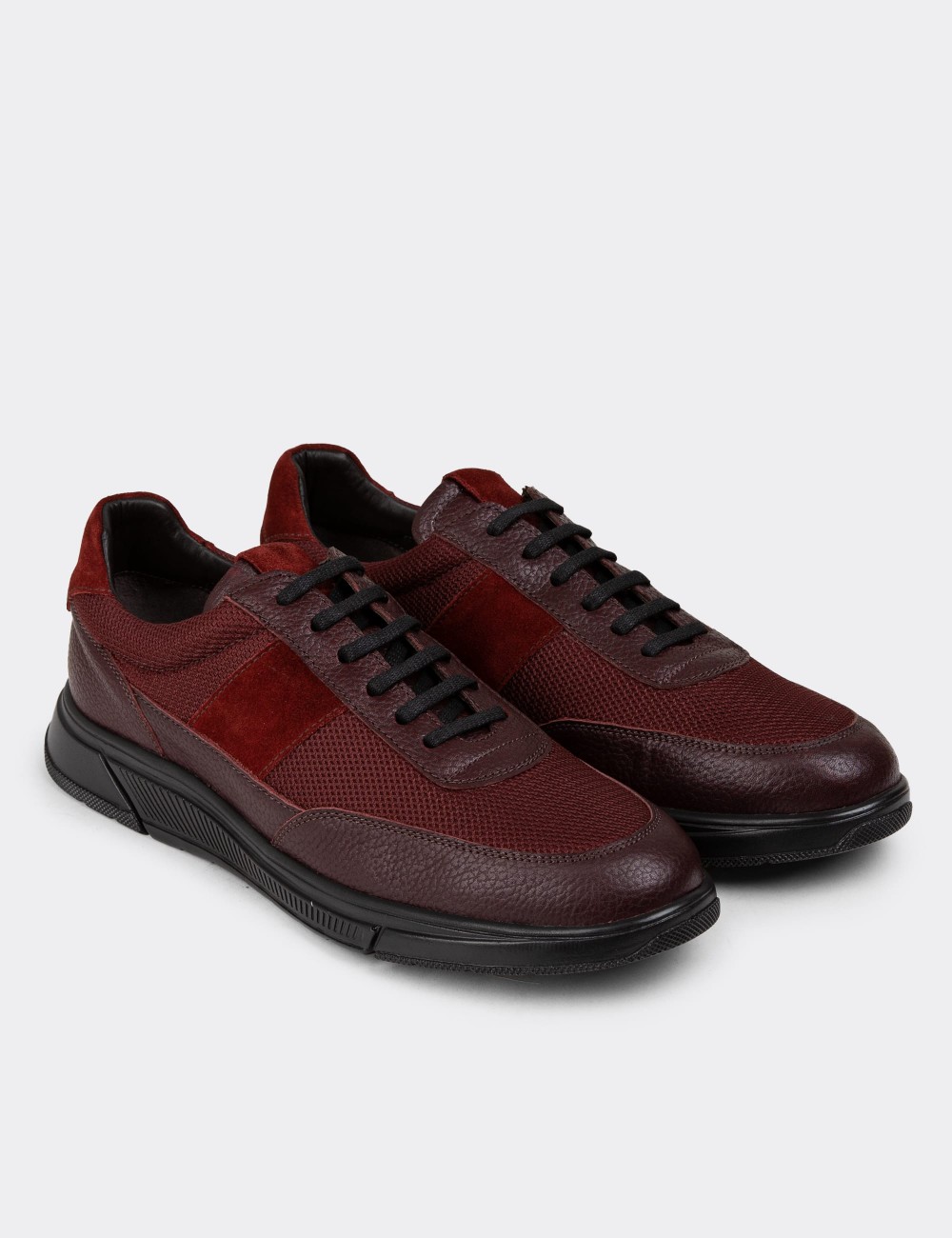 Burgundy Leather Sneakers - 01963MBRDC01