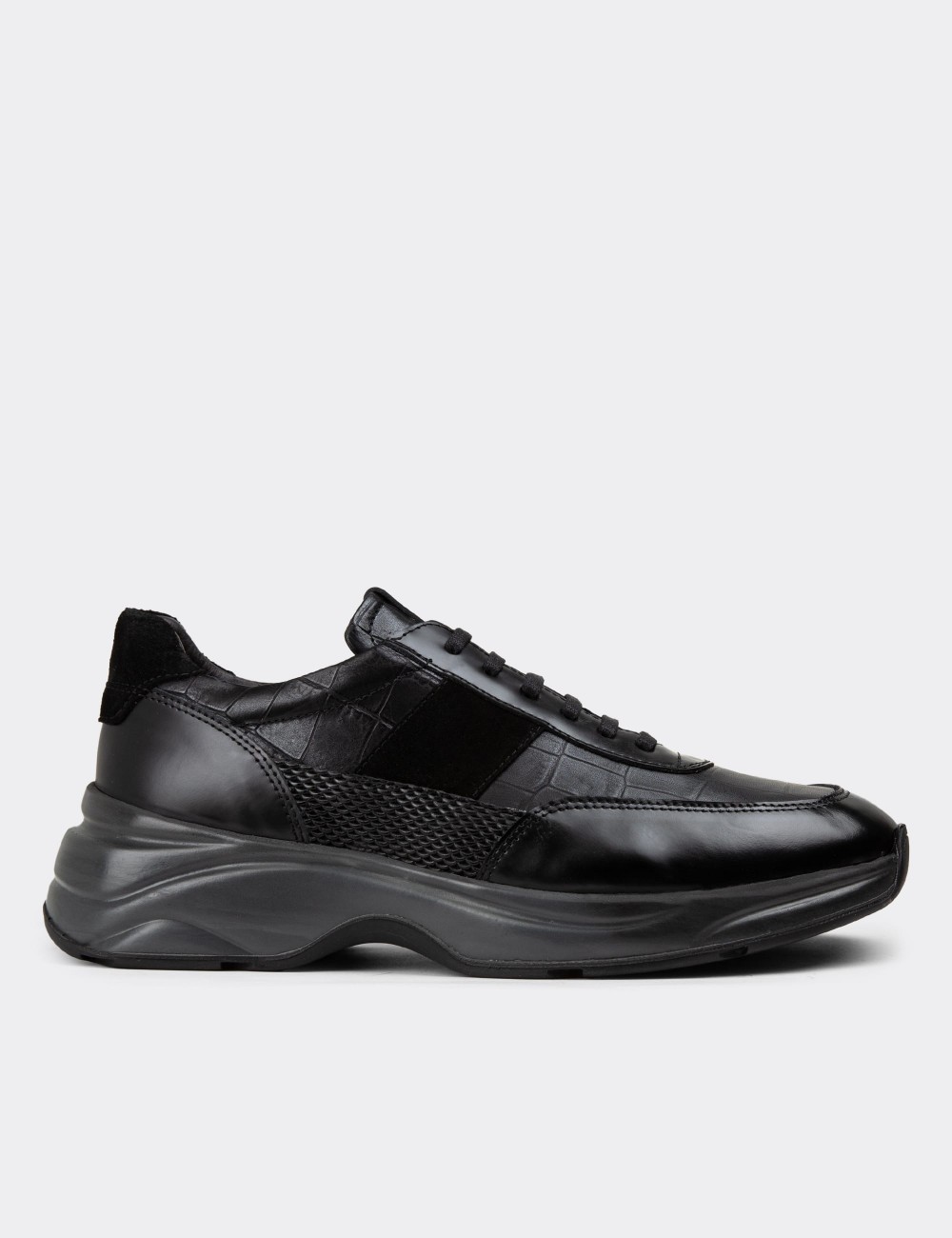 Black Leather Sneakers - 01963MSYHE10