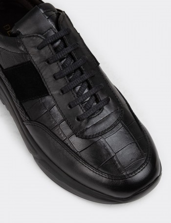 Black Leather Sneakers - 01963MSYHE09