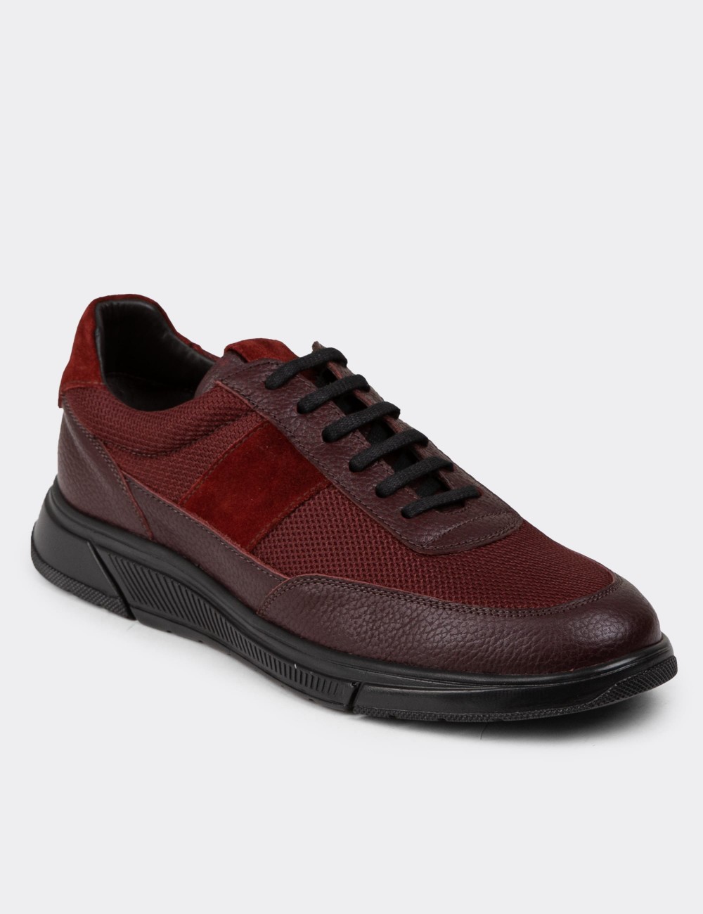 Burgundy Leather Sneakers - 01963MBRDC01