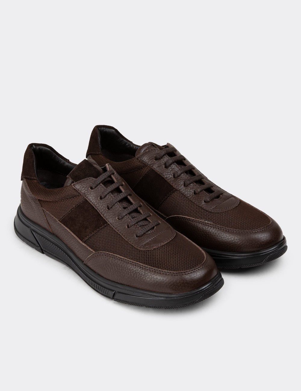 Brown Leather Sneakers - 01963MKHVC01