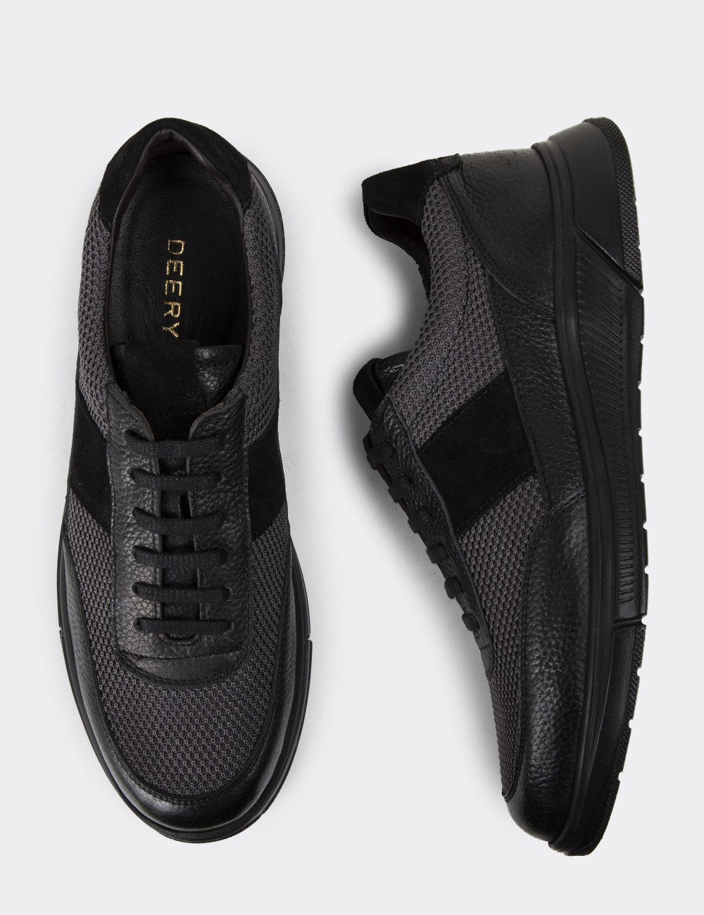 Black Leather Sneakers - 01963MSYHE16