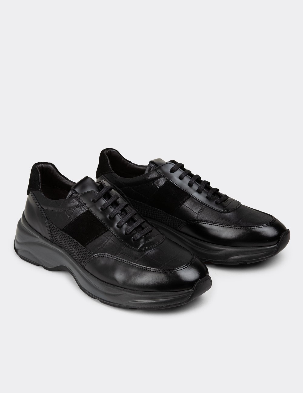 Black Leather Sneakers - 01963MSYHE10