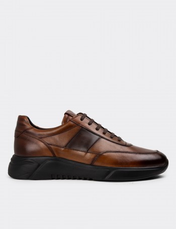 Tan Leather Sneakers - 01963MTBAE02