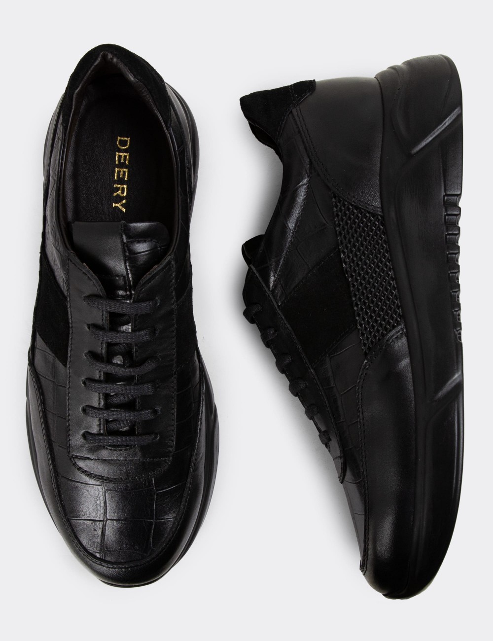 Black Leather Sneakers - 01963MSYHE09