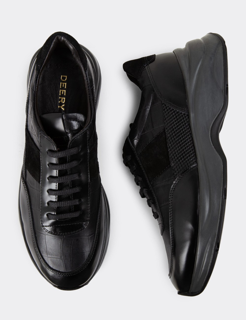 Black Leather Sneakers - 01963MSYHE10