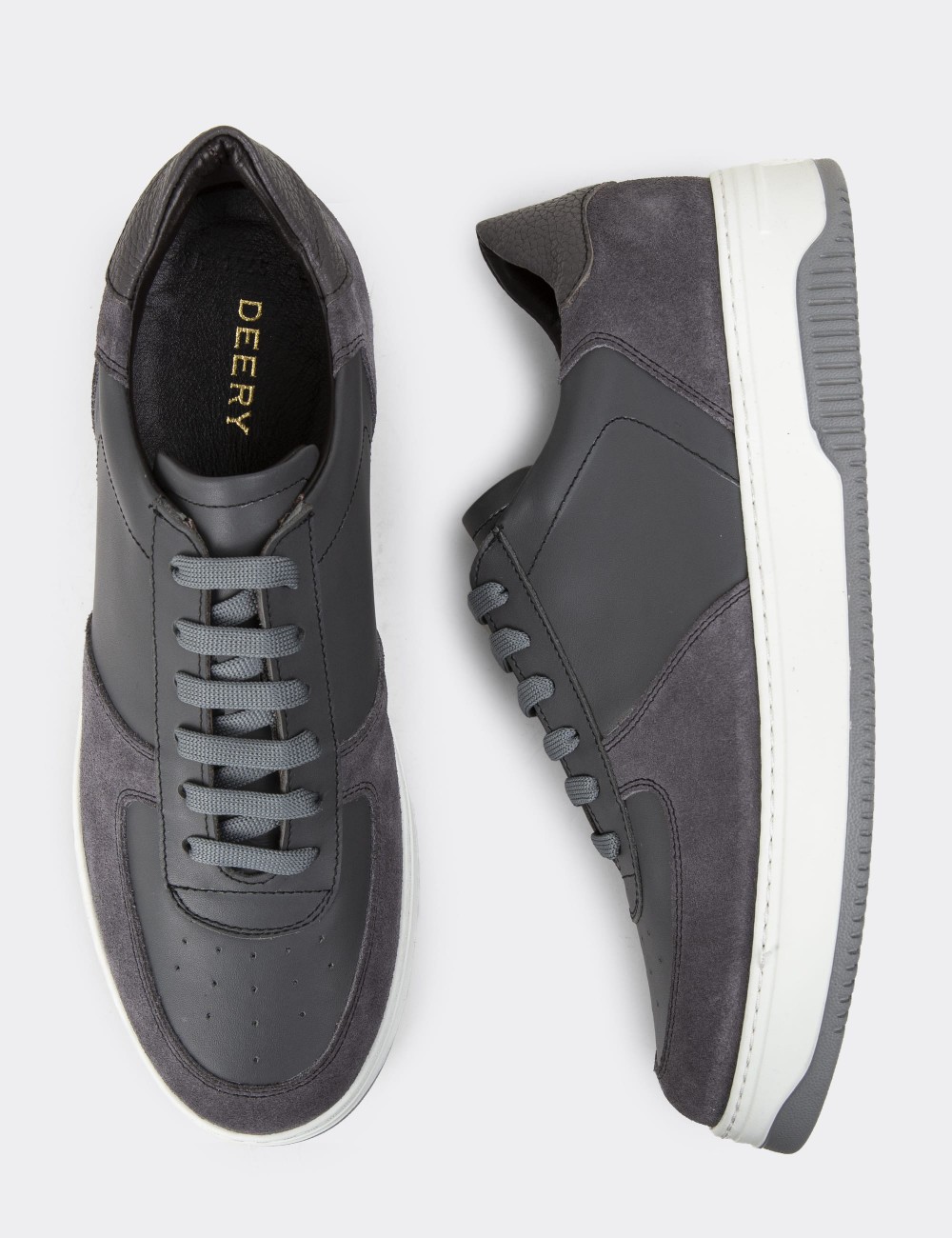 Gray Leather Sneakers - 01965MGRIE02