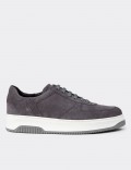 Gray Suede Leather Sneakers