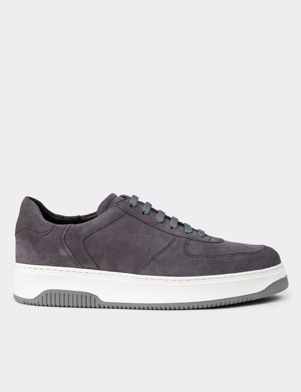 Gray Suede Leather Sneakers - 01965MGRIE04