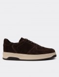 Brown Suede Leather Sneakers