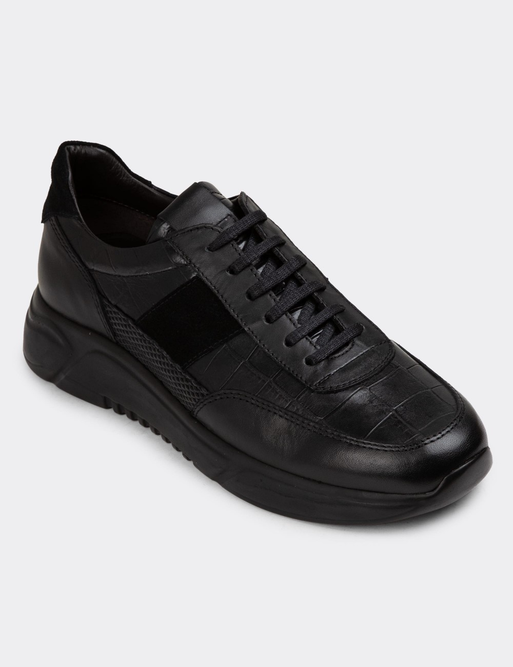 Black Leather Sneakers - 01963MSYHE09