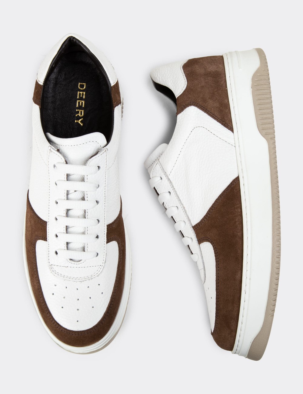 Brown Leather Sneakers - 01965MKHVE02