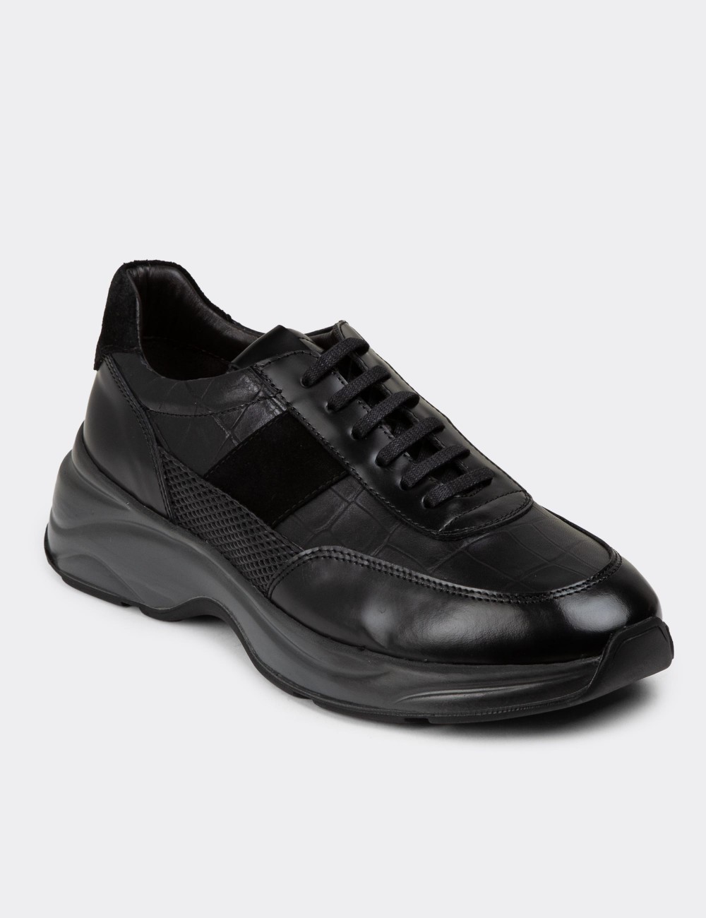 Black Leather Sneakers - 01963MSYHE10