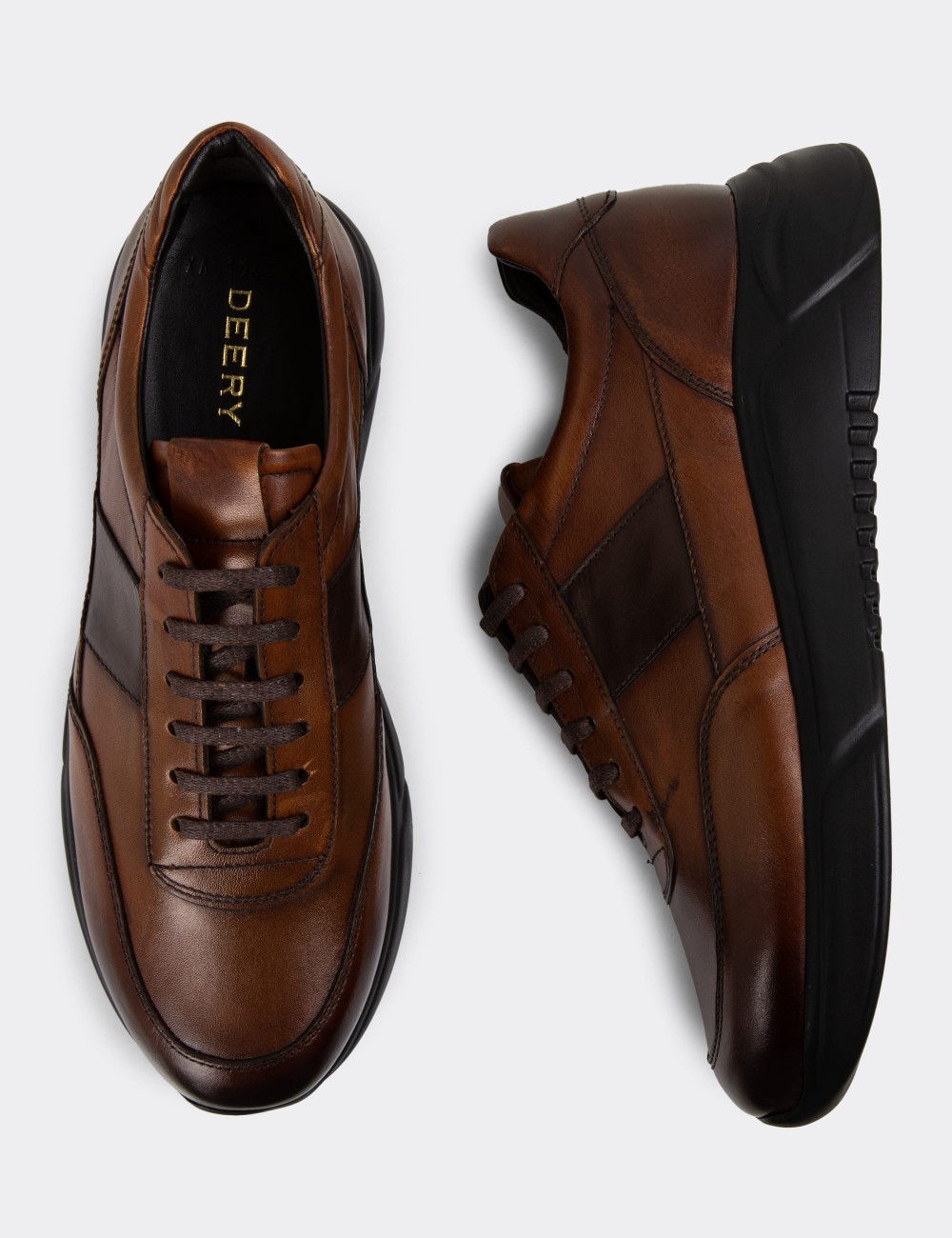 Tan Leather Sneakers - 01963MTBAE02