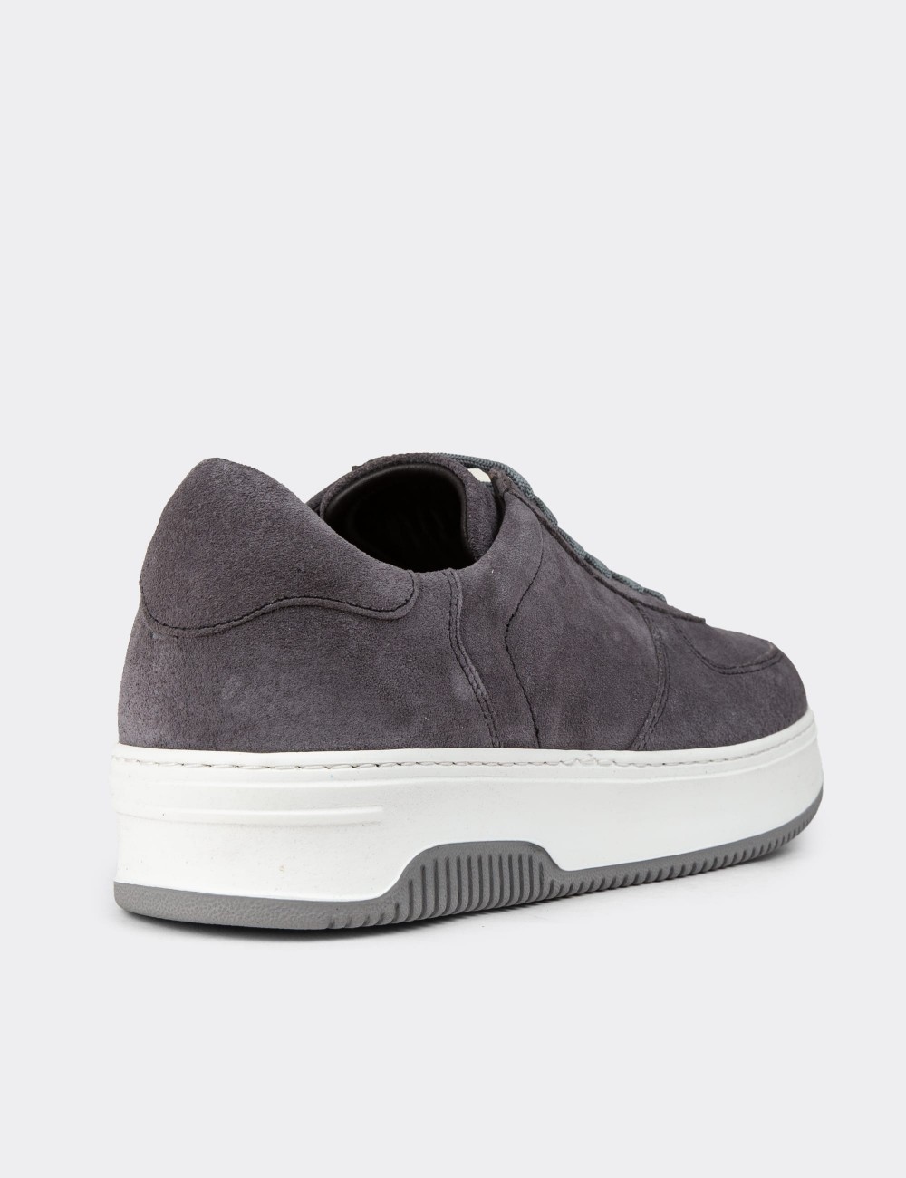 Gray Suede Leather Sneakers - 01965MGRIE04