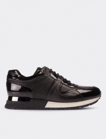 Black  Leather Sneakers - 01522MSYHT03