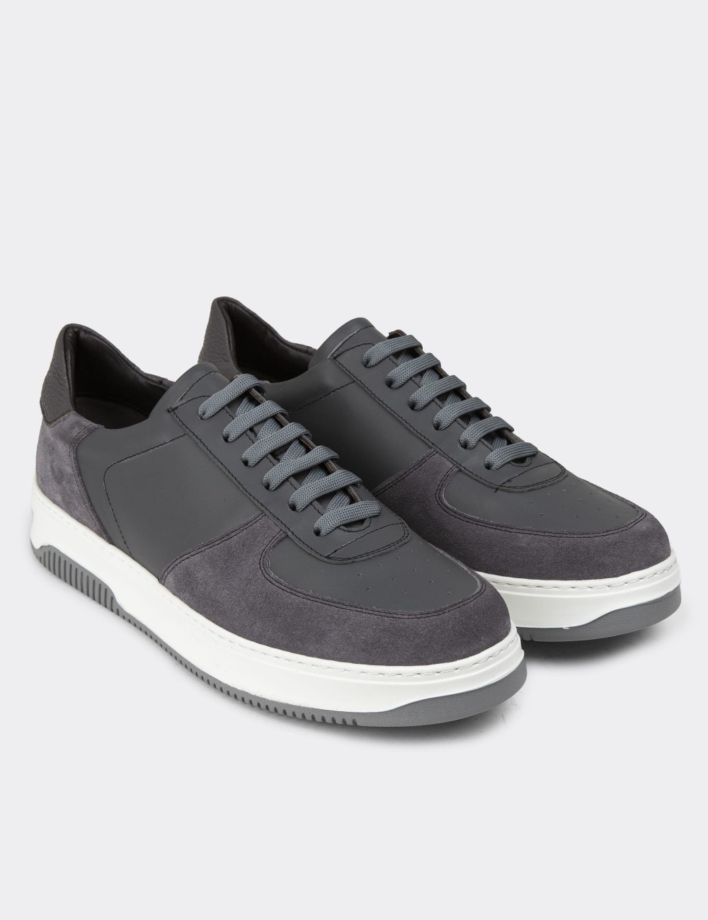 Gray Leather Sneakers - 01965MGRIE02