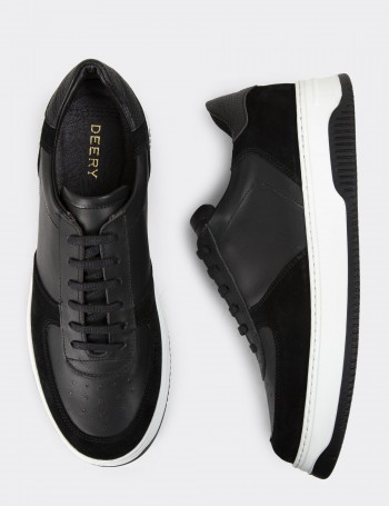 Black Leather Sneakers - 01965MSYHE02