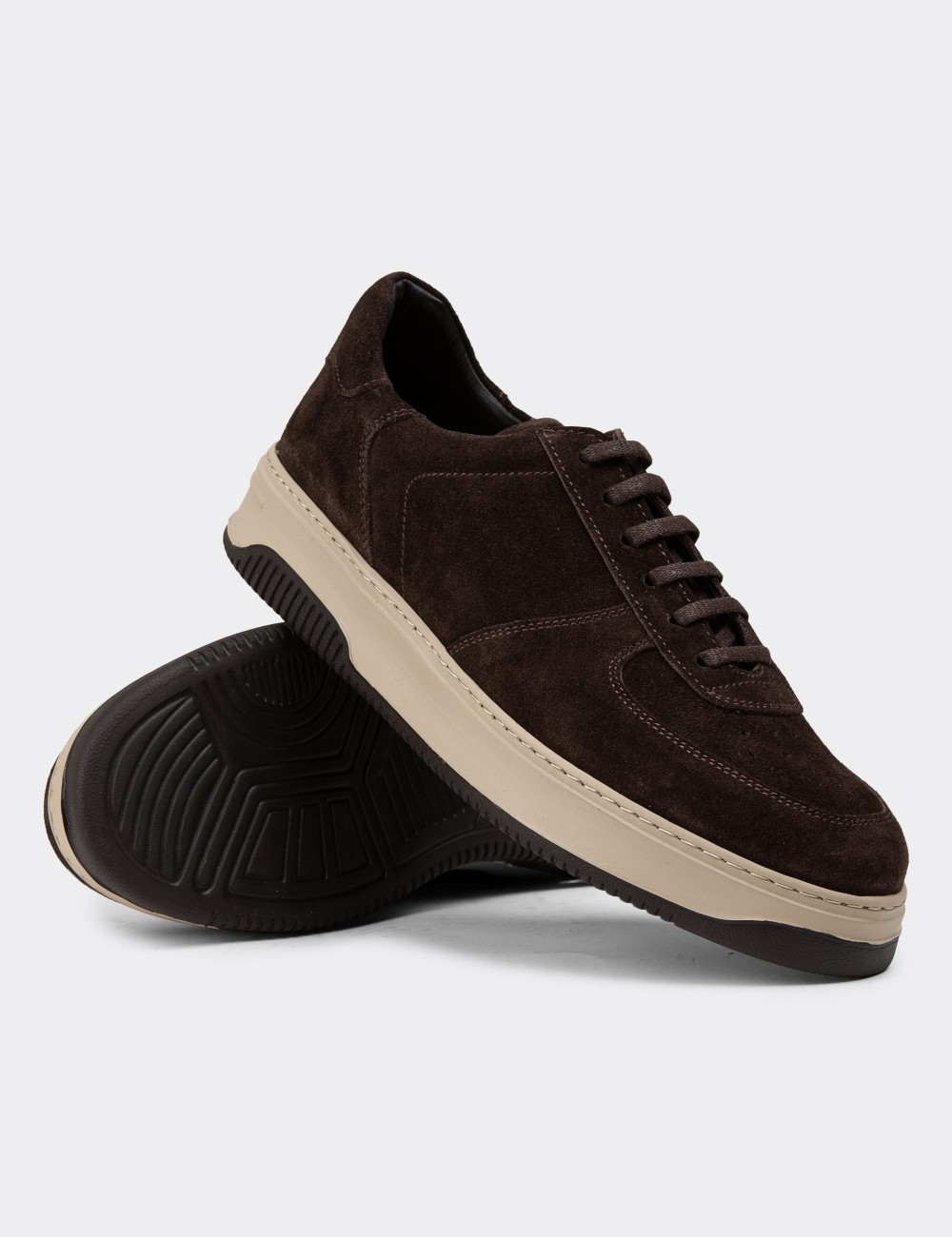 Brown Suede Leather Sneakers - 01965MKHVE04