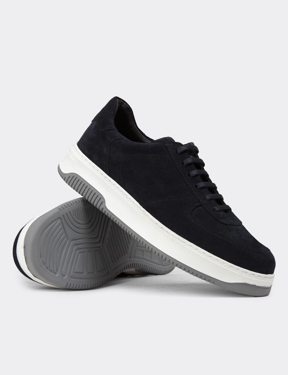 Navy Suede Leather Sneakers - 01965MLCVE03