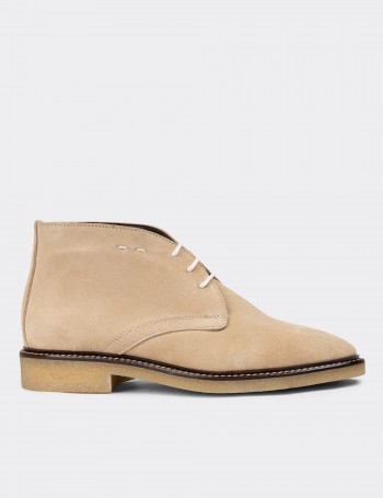 Beige Suede Leather Desert Boots - 01967ZBEJC01