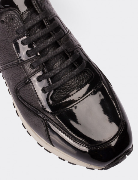 Black  Leather Sneakers