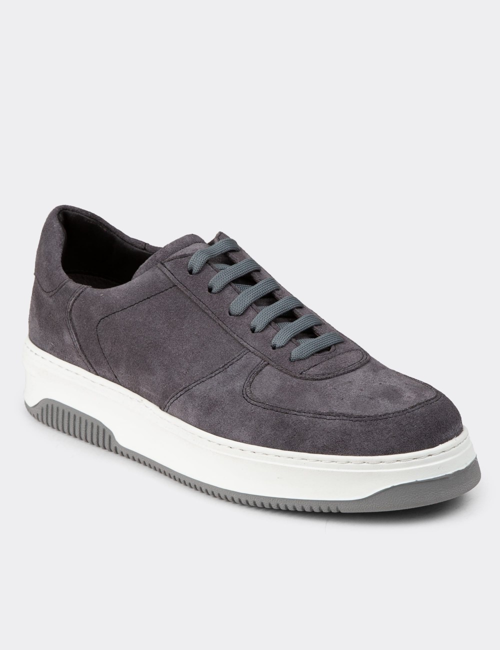 Gray Suede Leather Sneakers - 01965MGRIE04