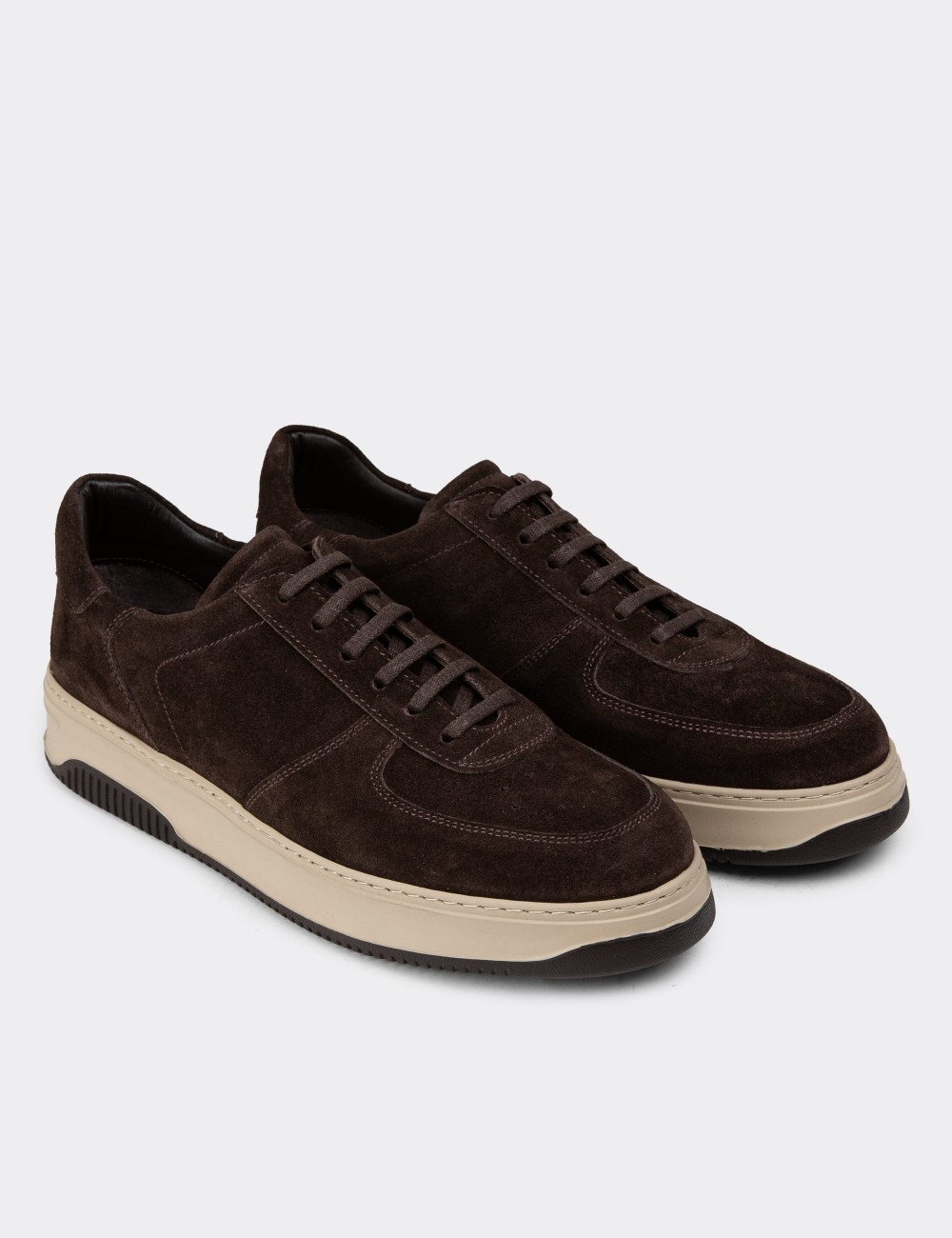 Brown Suede Leather Sneakers - 01965MKHVE04