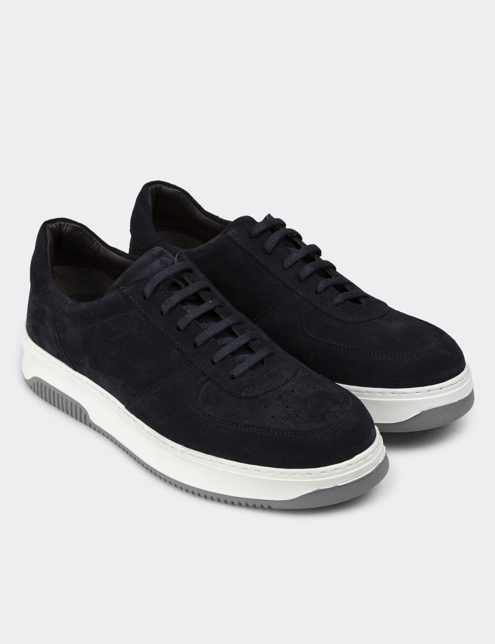 Navy Suede Leather Sneakers - 01965MLCVE03