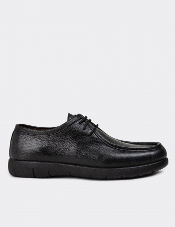 Anthracite Leather Lace-up Shoes - 01971MANTC01