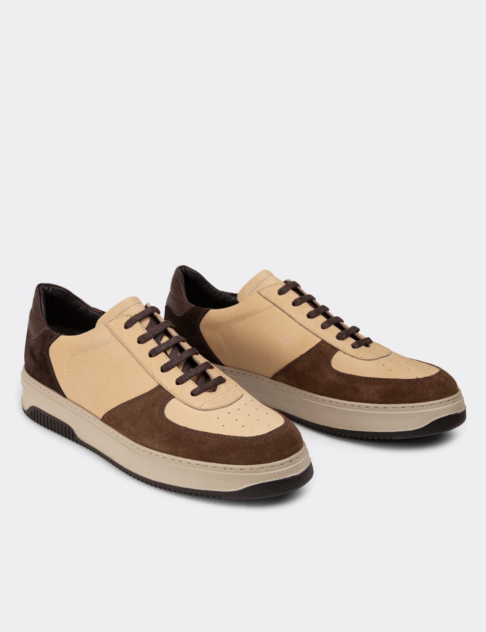 Sandstone Leather Sneakers - 01965MVZNE04