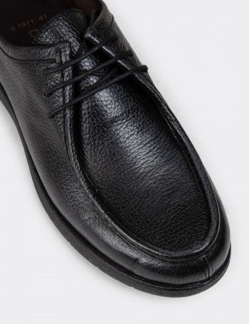 Anthracite Leather Lace-up Shoes - 01971MANTC01