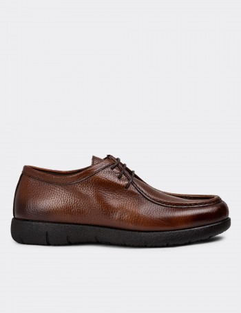 Brown Leather Lace-up Shoes - 01971MKHVC01