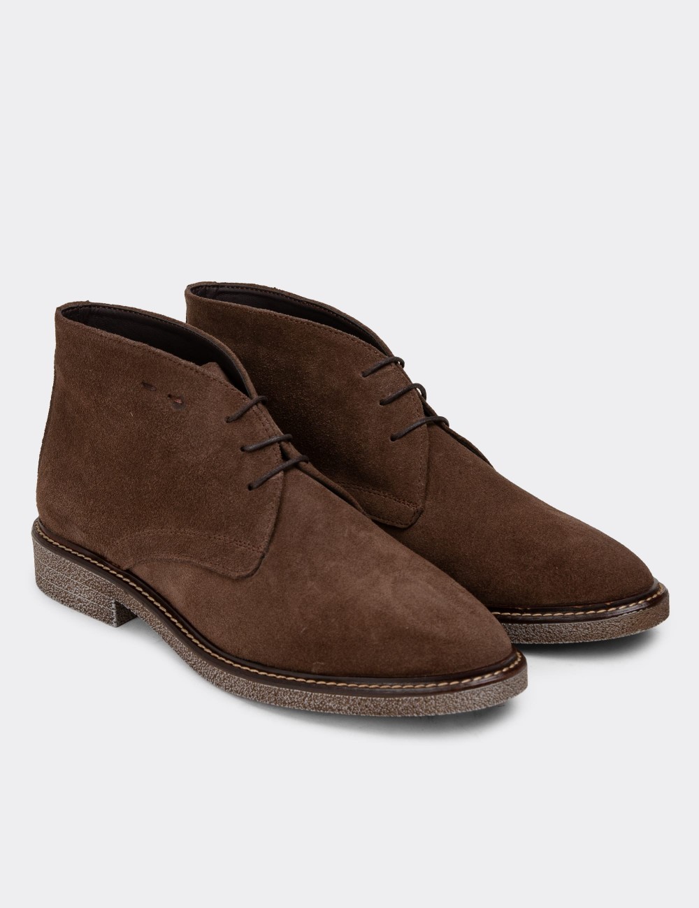 Brown Suede Leather Desert Boots - 01967ZKHVC02
