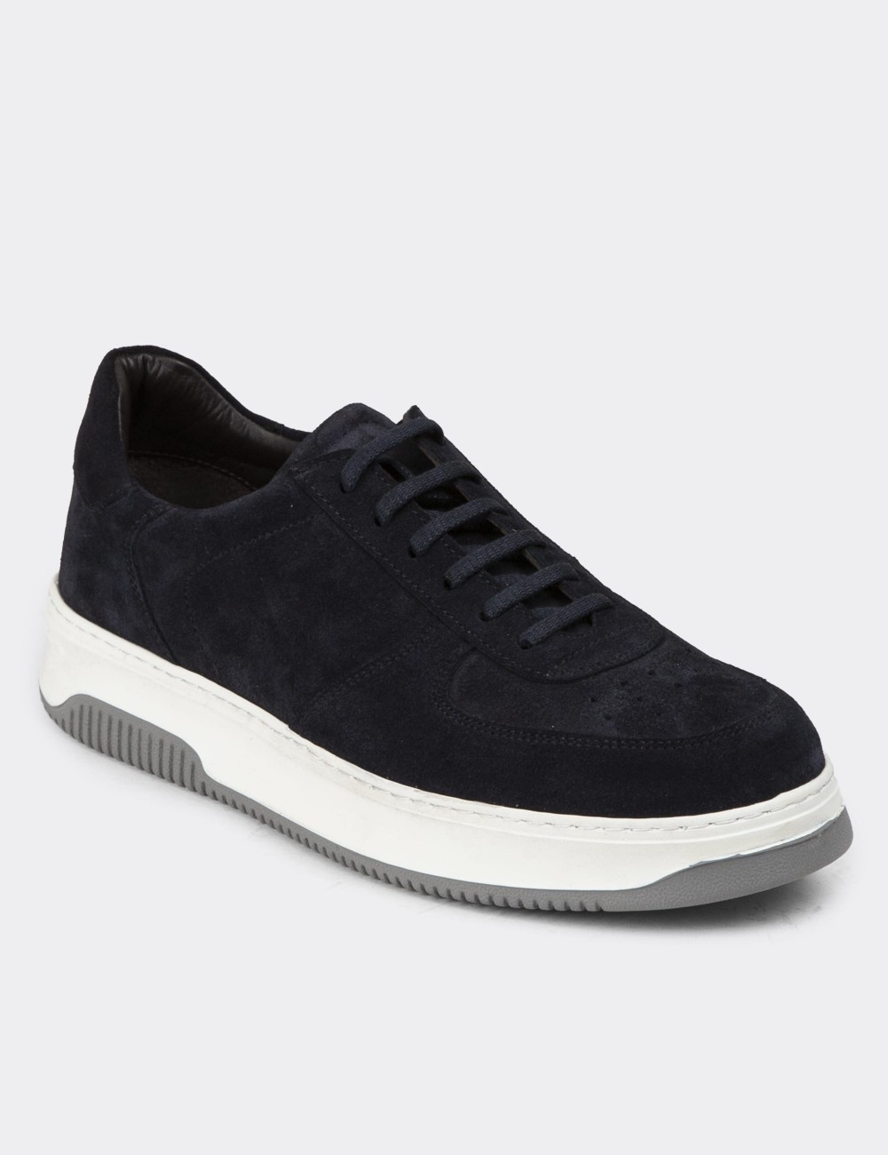 Navy Suede Leather Sneakers - 01965MLCVE03