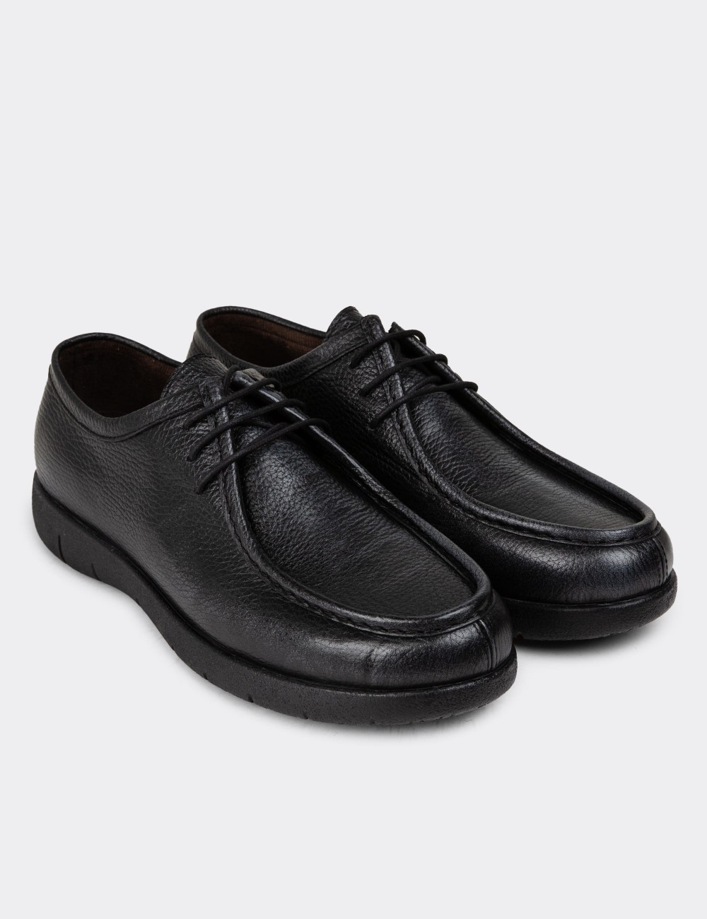 Anthracite Leather Lace-up Shoes - 01971MANTC01