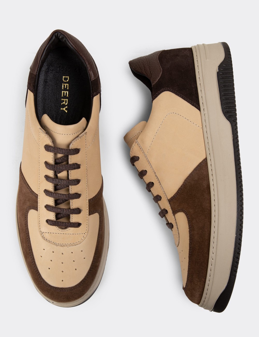 Sandstone Leather Sneakers - 01965MVZNE04