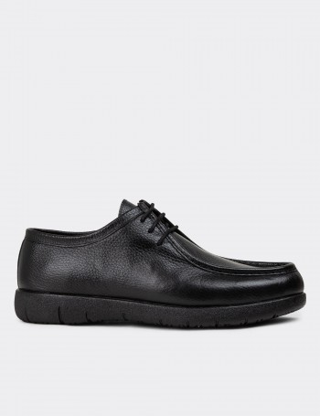 Black Leather Lace-up Shoes