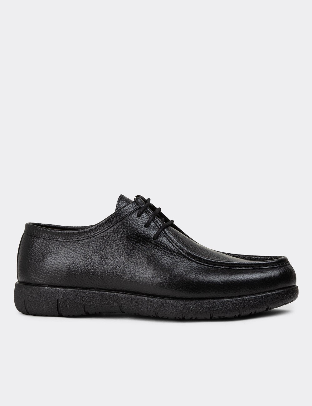 Black Leather Lace-up Shoes - 01971MSYHC01