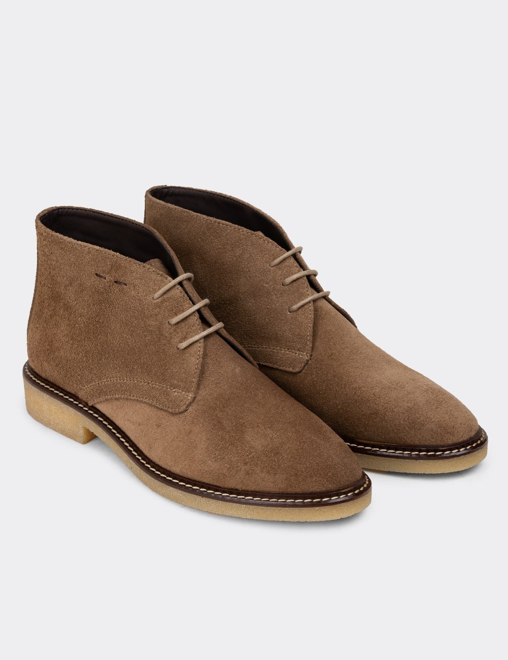 Sandstone Suede Leather Desert Boots - 01967ZVZNC02