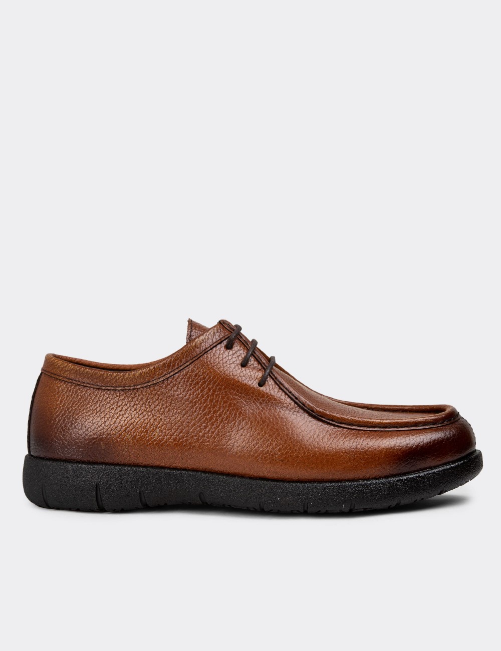 Tan Leather Lace-up Shoes - 01971MTBAC01
