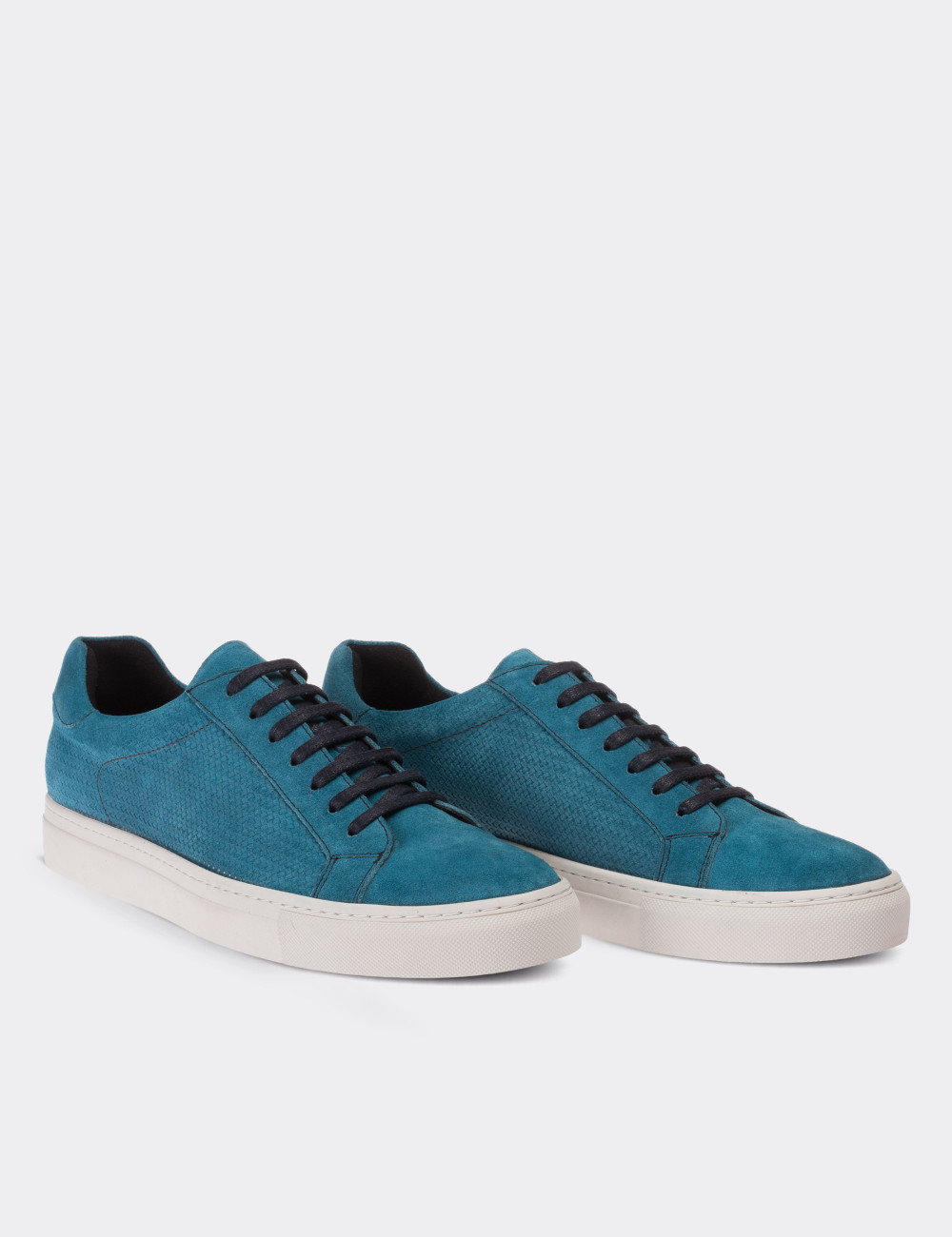 Blue Suede Leather Sneakers - 01681MMVIC01