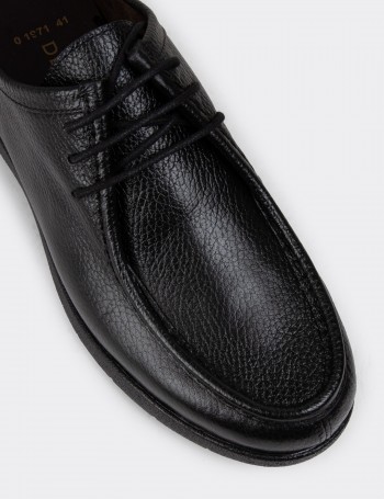 Black Leather Lace-up Shoes