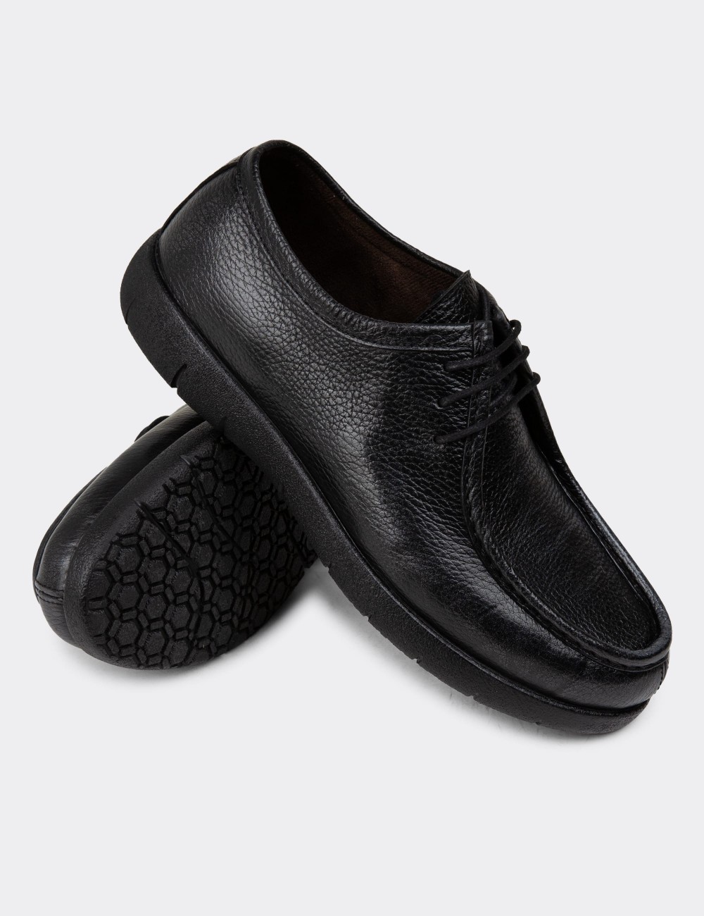 Anthracite Leather Lace-up Shoes - 01971MANTC01